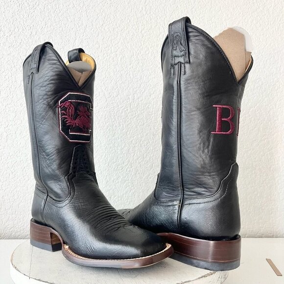 Rod Patrick Womens Cowboy Boots 5.5C Black Smooth Ostrich Western Square Toe - Picture 1 of 10